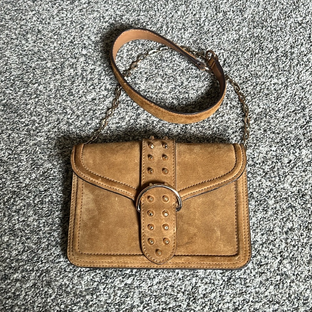 Zara Brown Tan Crossbody Bag with Buckle Detail